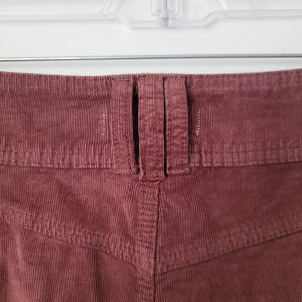 Free People‎ Joanie Brown Corduroy Skirt Size 26 Button Front Mini Cargo Grunge